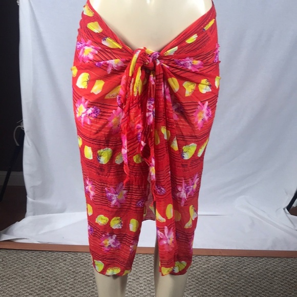 Zuliana Sea Shell & Flower Mesh Long Sarong. Made In USA. New With Tags - Picture 3 of 6